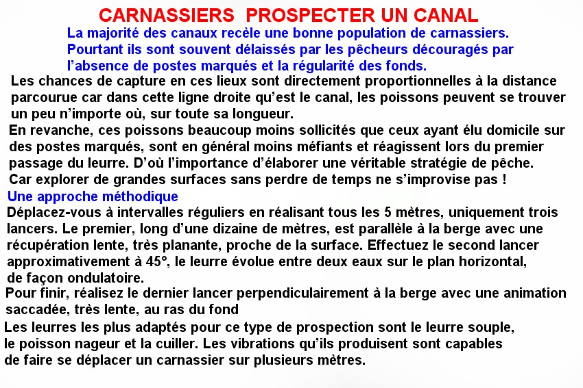 CARNASSIERS  PROSPECTER UN CANAL