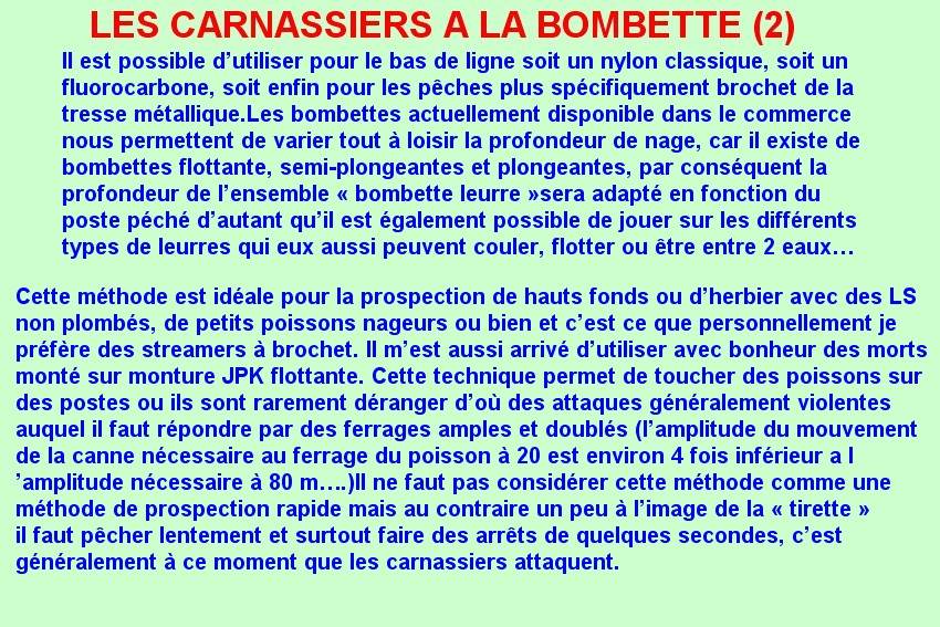 LES CARNASSIERS A LA BOMBETTE
